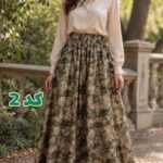دامن لینن گلدار وارداتی