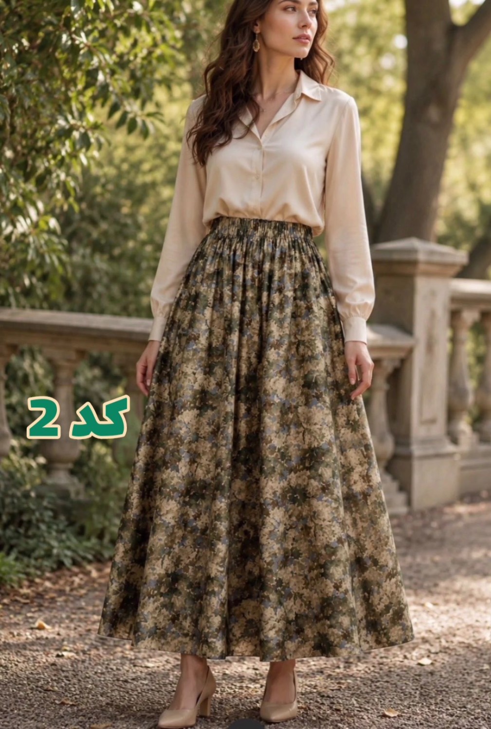دامن لینن گلدار وارداتی