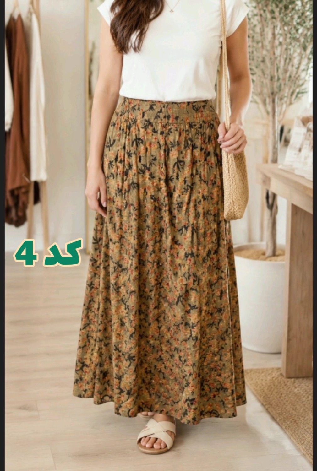 دامن لینن گلدار وارداتی