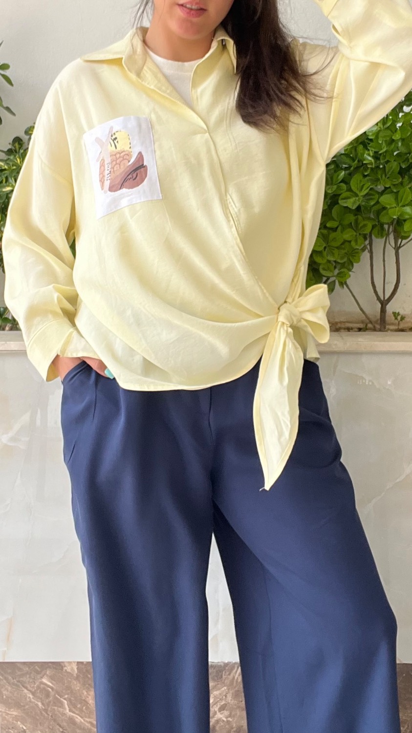 بلوز گره ای مرجانی با شلوار