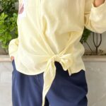 بلوز گره ای مرجانی با شلوار