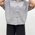 شومیز راه راه باکسی آستین پاکتی