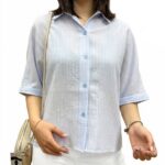 شومیز راه راه باکسی آستین پاکتی