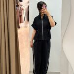 ست یقه ایستاده نوار سفید