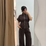 ست یقه ایستاده نوار سفید