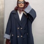 بارانی بلند آستین راه راه