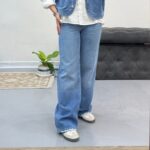 شلوار جین اورتابل قد110 سرمه ای